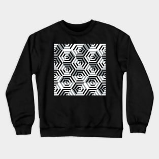 Retro Black and White Hexagons Crewneck Sweatshirt